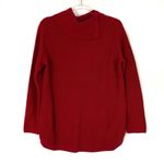 Talbots  | Red Cotton Blend Cowl Neck Sweater Long Sleeve Scoop Hem Large Petite Photo 0
