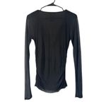 Kenneth Cole  Silk Deep V-Neck Long Sleeve Fitted Top Sheer Blouse Black Women M Photo 1