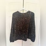 Gap  Print Puff Sleeve Top Long Sleeve Floral Black Blouse Size Small Tall Photo 6