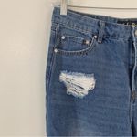 Indigo Rein  Dark Wash Heavy Distressed Boyfriend Denim Capris Size 11 Photo 1