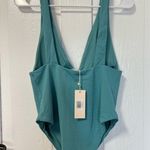Eberjay NWT Eberjey Vivian textured pique deep V swimsuit ocean blue Large Photo 3