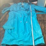 Vintage nylon long Blue rain Trench Coat size 10 Photo 15