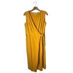 Tash+Sophie Jumpsuit Women 10 Yellow Linen Blend Sleeveless Wrap Wide Leg Crop Photo 1