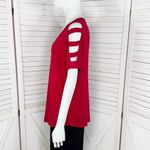 Bobeau ‎ Ladder Cutouts Short Sleeve T Shirt Red Small Cold Shoulder Photo 1