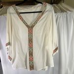 Love Sam  Beaded Embroidered Tunic Top Blouse Beige‎ Cotton Boho Women's L Photo 12