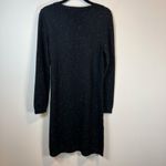 Talbots Womens Tweed Side Tie Sweater Dress Black Knit Long Sleeve Stretch Small Photo 9