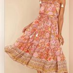 VICI Floral strapless Maxi dress boho print tassels coral pink ruffles baby shower Photo 4