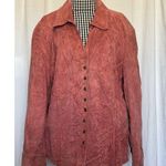 CJ Banks Women's Washable Suede Leather Lined Snap Berry Pink Jacket Size 2X Photo 0