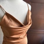 Princess Polly | Copper Satin Cowl Neck High Slit Midi Slip Dress Cowl Neck 0 Photo 1