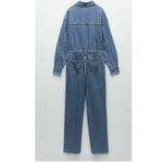 ZARA  Blue Long Denim Jumpsuit - S Photo 3