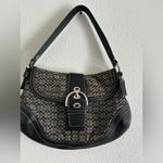 Coach F10926 Vintage Soho Black Leather & Signature C Canvas Shoulder/Tote Bag Photo 2