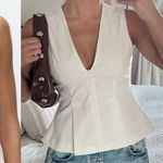 ZARA  NWT ivory zipper front peplum top Photo 0