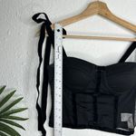 Commense Sheer Mesh Panel Velvet Bow Strap Cropped Blouse S NWT Photo 3