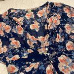 Cozy Casual Sheer Navy Blue Floral Swimsuit Coverrup Photo 1
