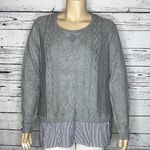 Crown & Ivy Curvy NWT Size 2X Gray - Blue & White Stripe Layered Sweater Top Photo 0