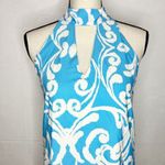 Tyche  Choker Halter Dress Back Tie Blue White Black Keyhole Lined Size S NWT NEW Photo 1