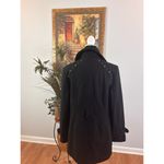 Cato  Pea Coat Womens M Black Blended Wool 4 Button Front Long Sleeve Studded Photo 5