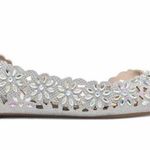 INC  Mabley Silver Rhinestone Floral Flats 8M Photo 1