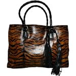 Patricia Nash Primrose Satchel Leather Adjustable Strap Tassel Fox Tiger Brown Photo 1