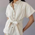 BDG Urban Outfitters Devin Distressed Denim Cream Romper Photo 1
