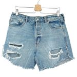 Free People We The Free Womens Tomboy Baggy Distressed Denim Shorts Size 29 Photo 2