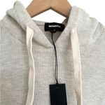 Monrow New Light Gray and Ivory Ribbed Hooded Women's Sweater Casual Size M Size M Photo 1
