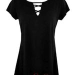 Maurice's NEW Open Back V-Neck Backless Crisscross Lace-Up Geometric Tunic Blouse Photo 1