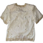 Laurence Kazar Vintage  Cream Gold Tassel Beaded Sequin Metallic Glam Blouse top Photo 12