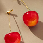 Anthropologie New!  Whimsical Cherry Drop Earrings With Gold Stems Summer Jewelry Photo 0