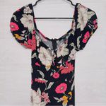 Forever 21  Women's Size Small Black Floral Print Midi Dress With Slit Photo 5