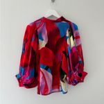 Farm Rio  Red Watercolor Floral Long Sleeve Blouse XS Photo 7
