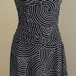 London Times Black & White Polkadots Midi Short Sleeves Empire Dress Waist SZ 8 Photo 0