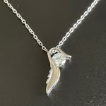 White Crystal Angel Wing Necklace Photo 3
