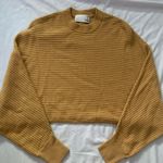 Wilfred Aritzia Yellow Lolan Cropped Ribbed Sweater Size Small Mustard Yellow Photo 2