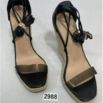 Shoedazzle Womans  Aerith Size 7.5 Strappy Espadrille Wedge Sandals Black Photo 0