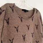 Skull Cashmere Dawson Sweater Women's Small Brown Longhorn Western Boho Grunge Photo 2