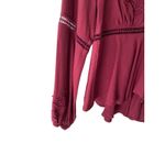 For Love & Lemons Deep V Long Sleeve Blouse Top in Wine Size Large Photo 6