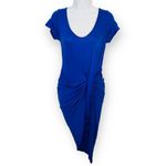 The Vanity Room Cap Sleeve Twist Asymmetrical Bodycon Tshirt Dress Royal Blue S Photo 2