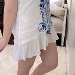 Dee Elly  white & blue floral embroidered dress size small Photo 0