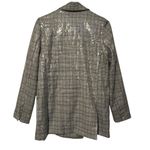 Jason Wu  Oversized Silver Gray Plaid Sequined Blazer Jacket Double Breasted S Photo 8