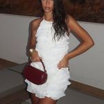 ZARA  ivory ecru mini dress halter ruffle Bohemian summer vacation evening casual Photo 4