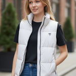NWT $350 TUMI Women's Heat Seal Quilted Midweight Prima Loft Filled Vest Medium White Photo 0