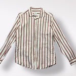 ZARA  Relaxed Fit Striped Long Sleeve Shirt Womens Size M Brown‎ White Photo 0