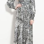 Eliza J Long Sleeve Spotty Dot Animal Chiffon Maxi Dress Black & White 6 Photo 13