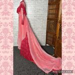 Alfred Angelo Vintage 70s Victorian illusion lace ruffle pink red wedding dress Photo 13