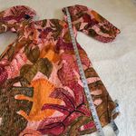 Kourt Tropical Leaf Puff Sleeve Mini Dress Pink Orange Multicolor Size S‎ NWT Photo 6