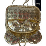 Gold Sequin Mini Backpack Bow Ear Detail Convertible Crossbody Bag NEW with tag Photo 0