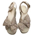 Loeffler Randall Posey Bow Beige Gingham Espadrille Platform Sandals Photo 1