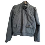 Decree Women's Gray Puffer Collar Bomber Jacket Size L/G Photo 0