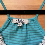 Vintage Y2K Fairy Boho Indie Teal Crochet Lace Sheer Henley Cami Top Size Large Green Photo 3